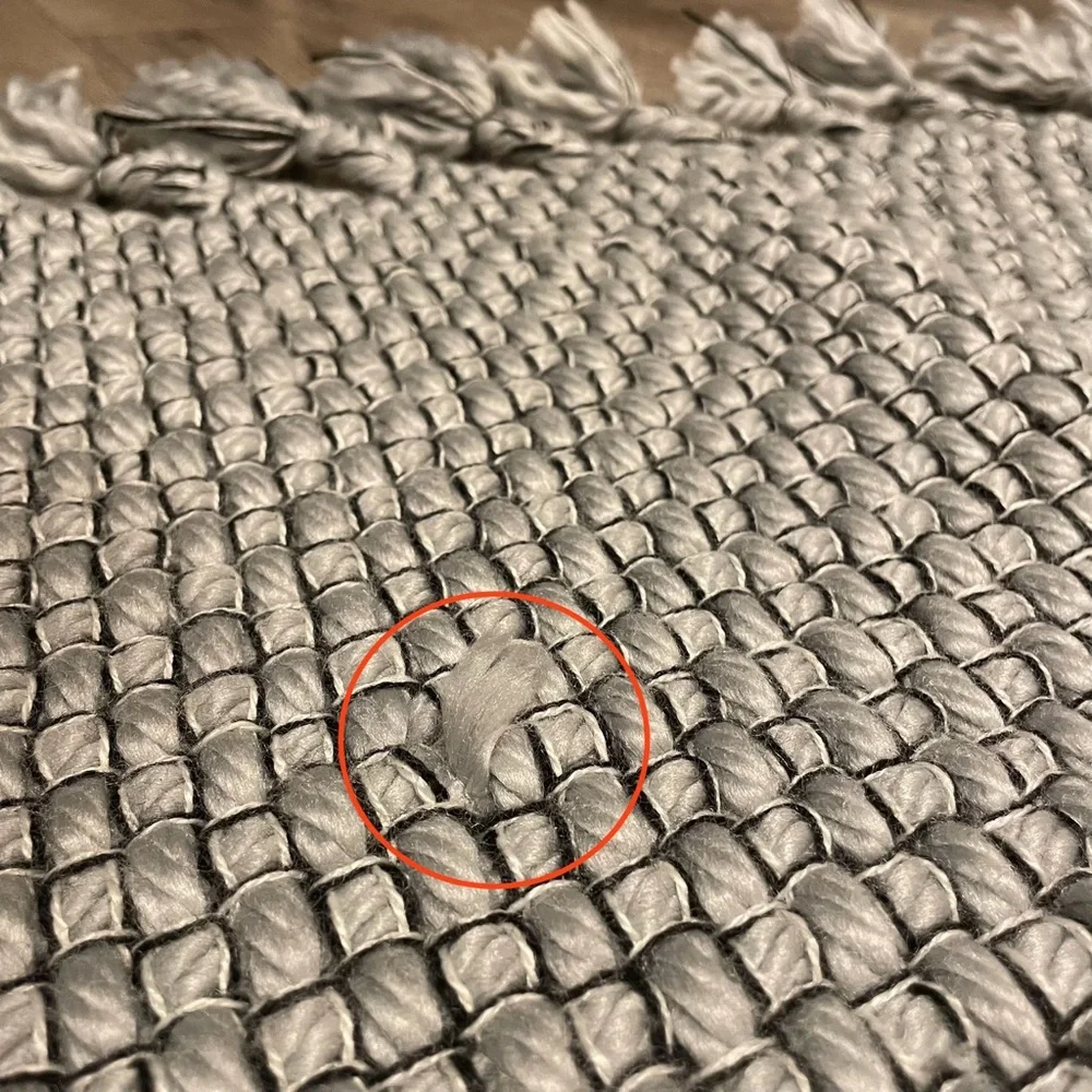 West Elm Home Marled Gray & Black Basket Weave Polyester‎ Tassel Rug